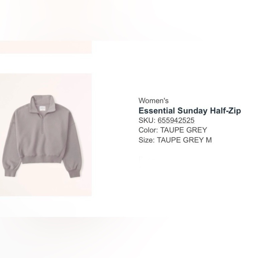 Women's Essential Sunday Half-Zip
Color: TAUPE GREY
Size: Medium
